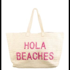 BTB Hola Beaches Straw Beach Tote Beach Vacation Florida Mexico Pink